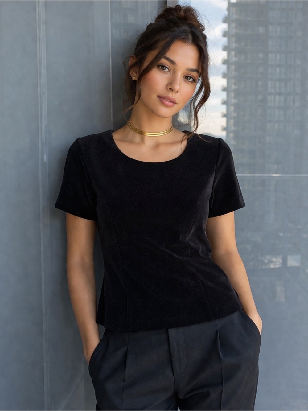 Vintage Black Velvet Top